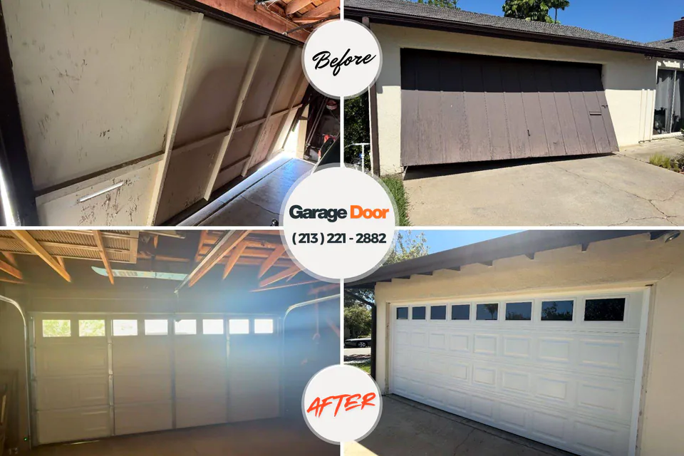 Before and after: garage door repair Baywood, NY